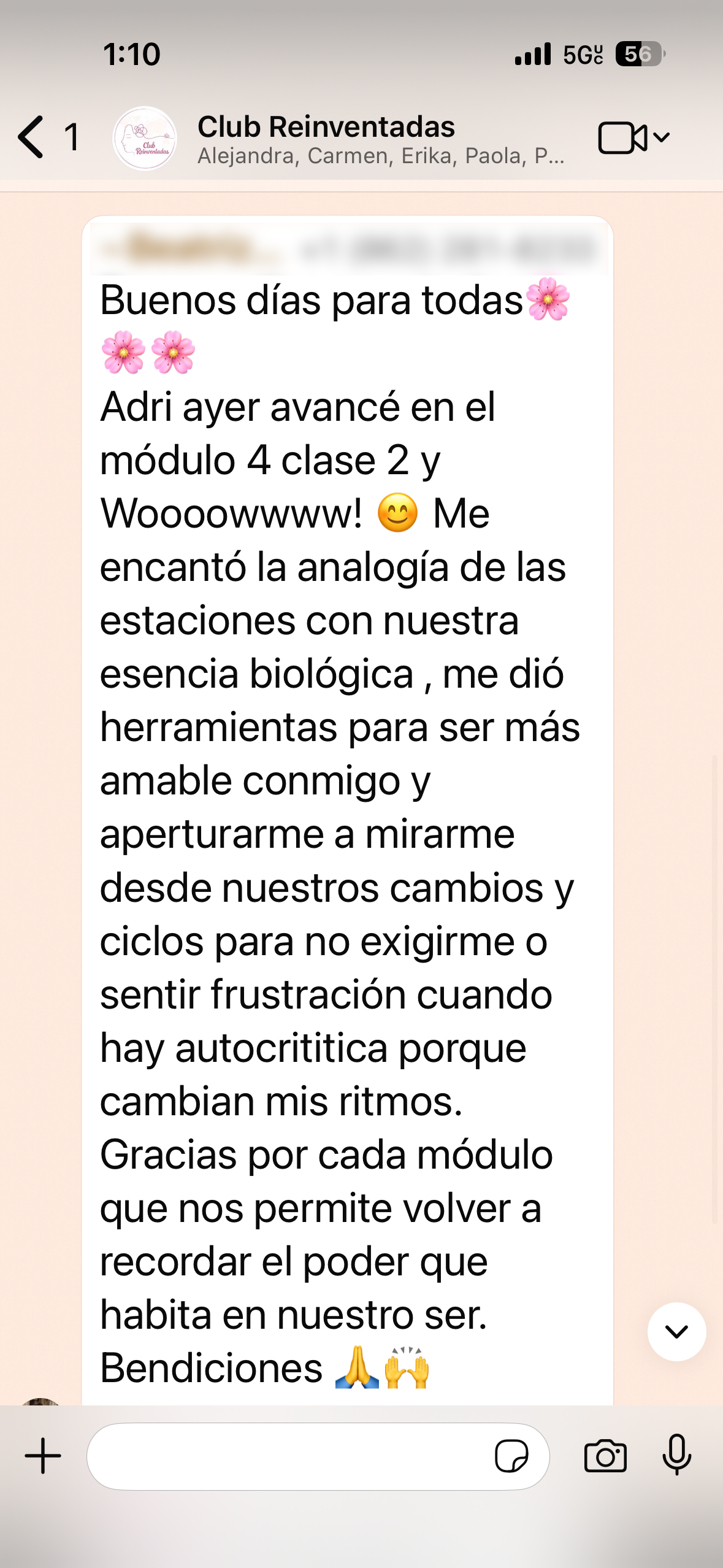 Testimonio de una de nuestras integrantes
